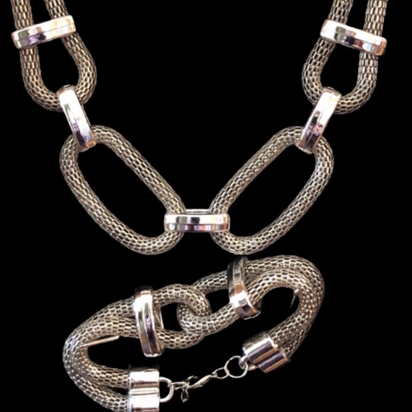 NWT - Bold Snake Chainlink Silver Tone Necklace & Bracelet Set - Picture 3 of 3